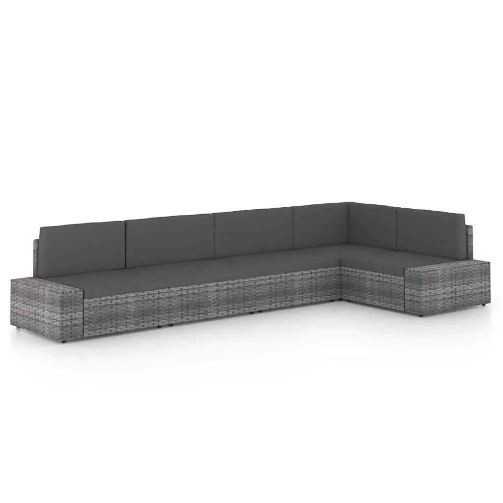 Set Divani da Giardino 5 pz con Cuscini in Polyrattan Grigio 3067172