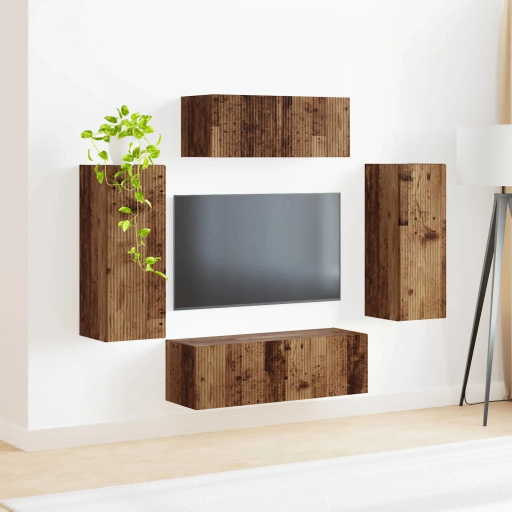 Set mobile TV 4 pcs Legno vecchio Legno multistrato 3409166