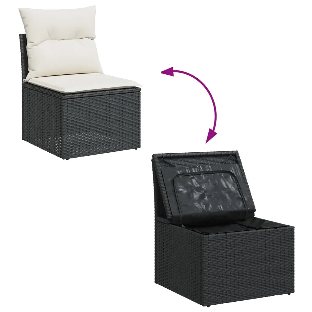 Set Divani da Giardino con Cuscini 8 pz Nero in Polyrattan 3255846