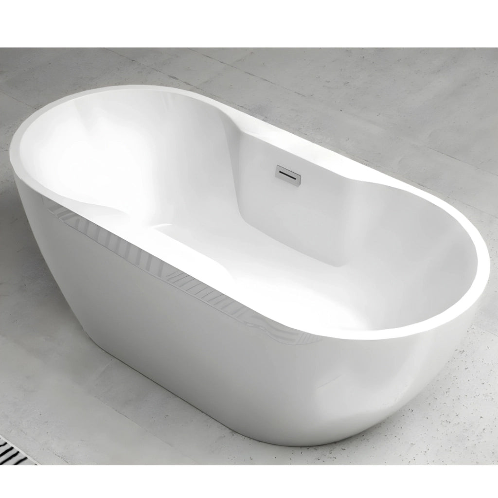 Vasca da bagno free standing forma ovale acrilico bianco lucido 170 cm *** misure 170x80x60 cm, confezione 1