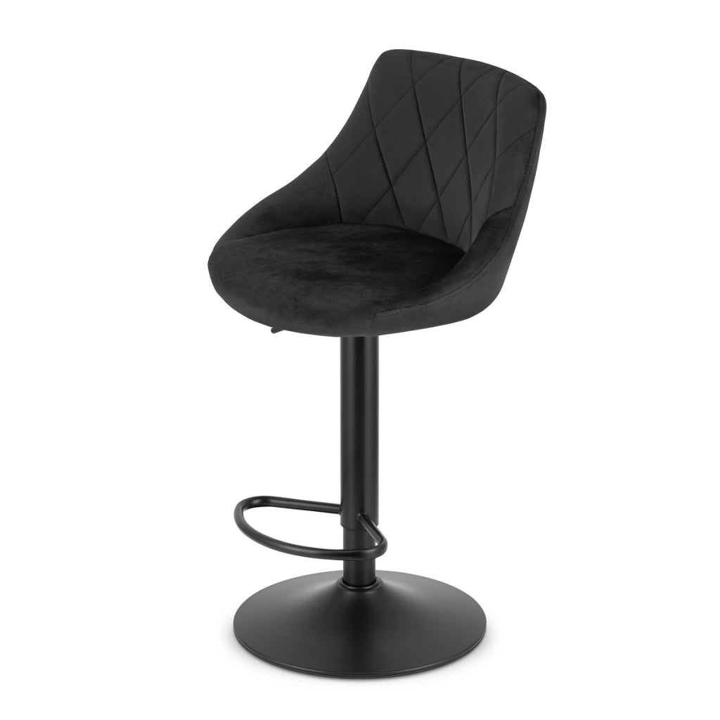 Set di 2 Sgabelli Bar Kast Girevoli in Velluto Nero