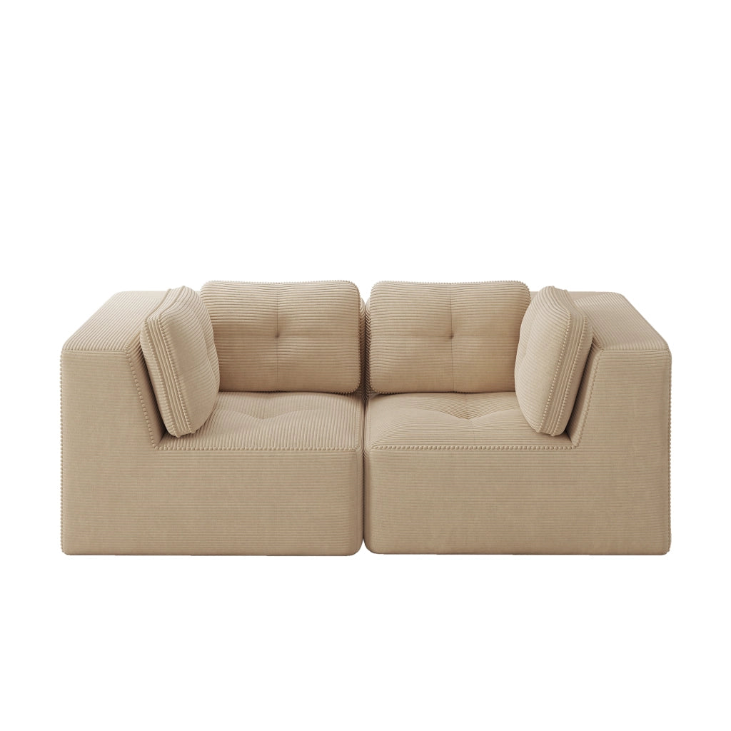 Divano Angolare Modulare 2 Posti ¨C Xylo ¨C Velluto a Coste, Beige