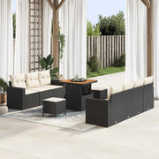 Set Divano da Giardino con cuscino 10 pcs Nero e crema 3363525