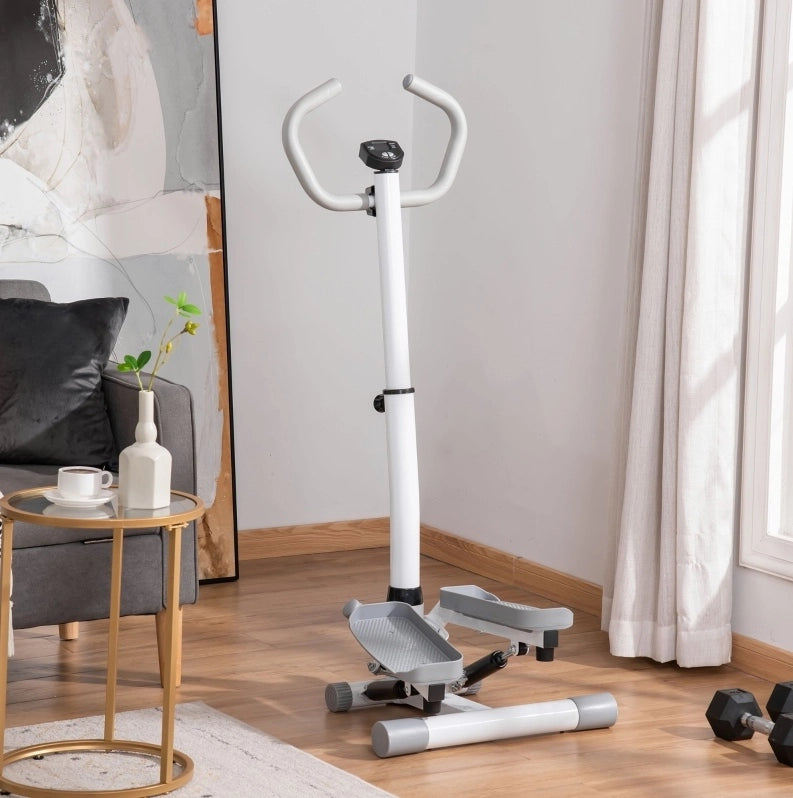 Stepper ULEVR con manubrio regolabile, monitor LCD e resistenza idraulica, bianco e grigio