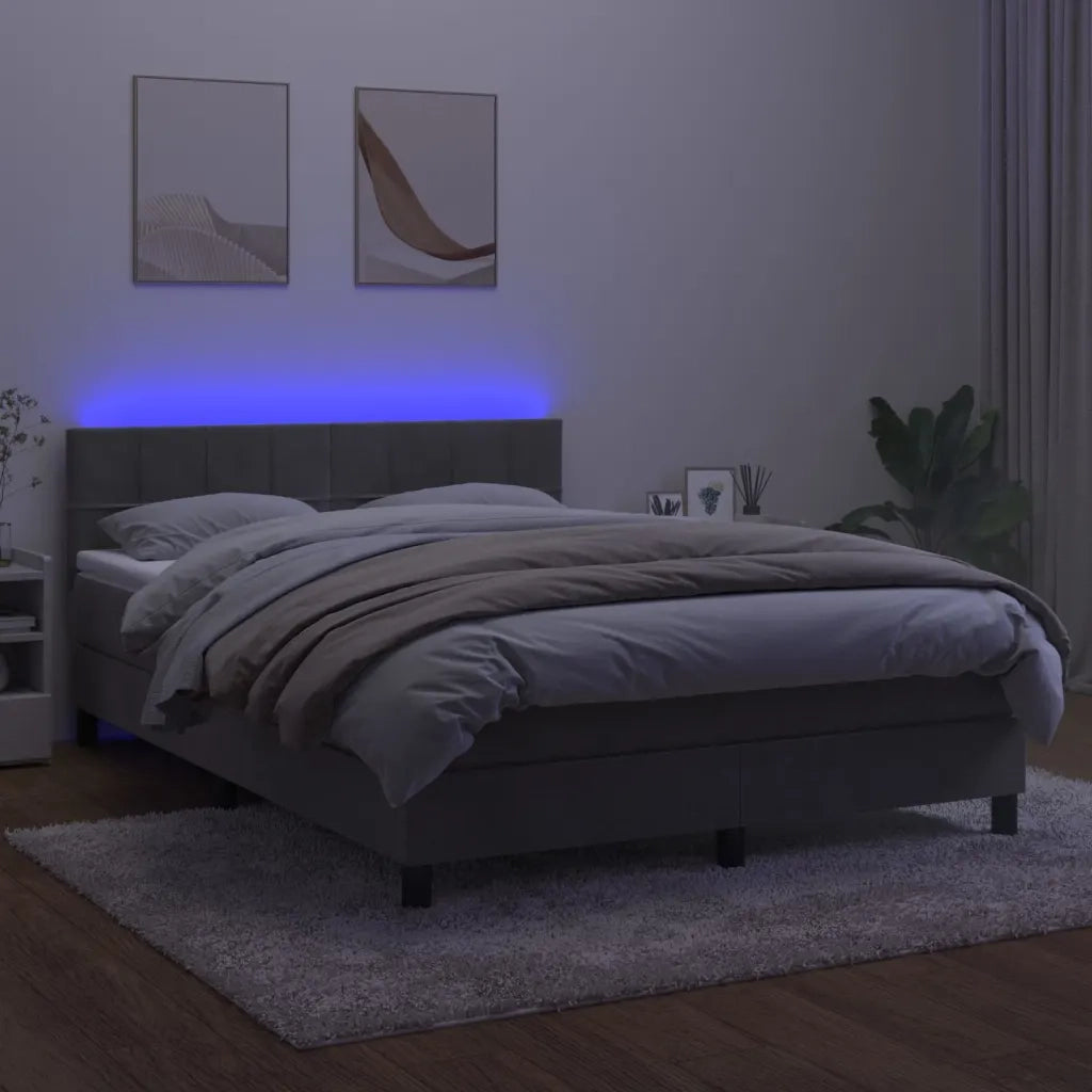 Letto a Molle con Materasso e LED Grigio Chiaro 140x200 cm 3134405