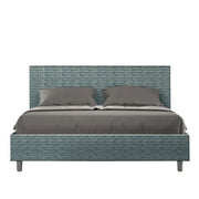 Letto matrimoniale con rete imbottito 160x210 tessuto Aragona 8 blu Adele
