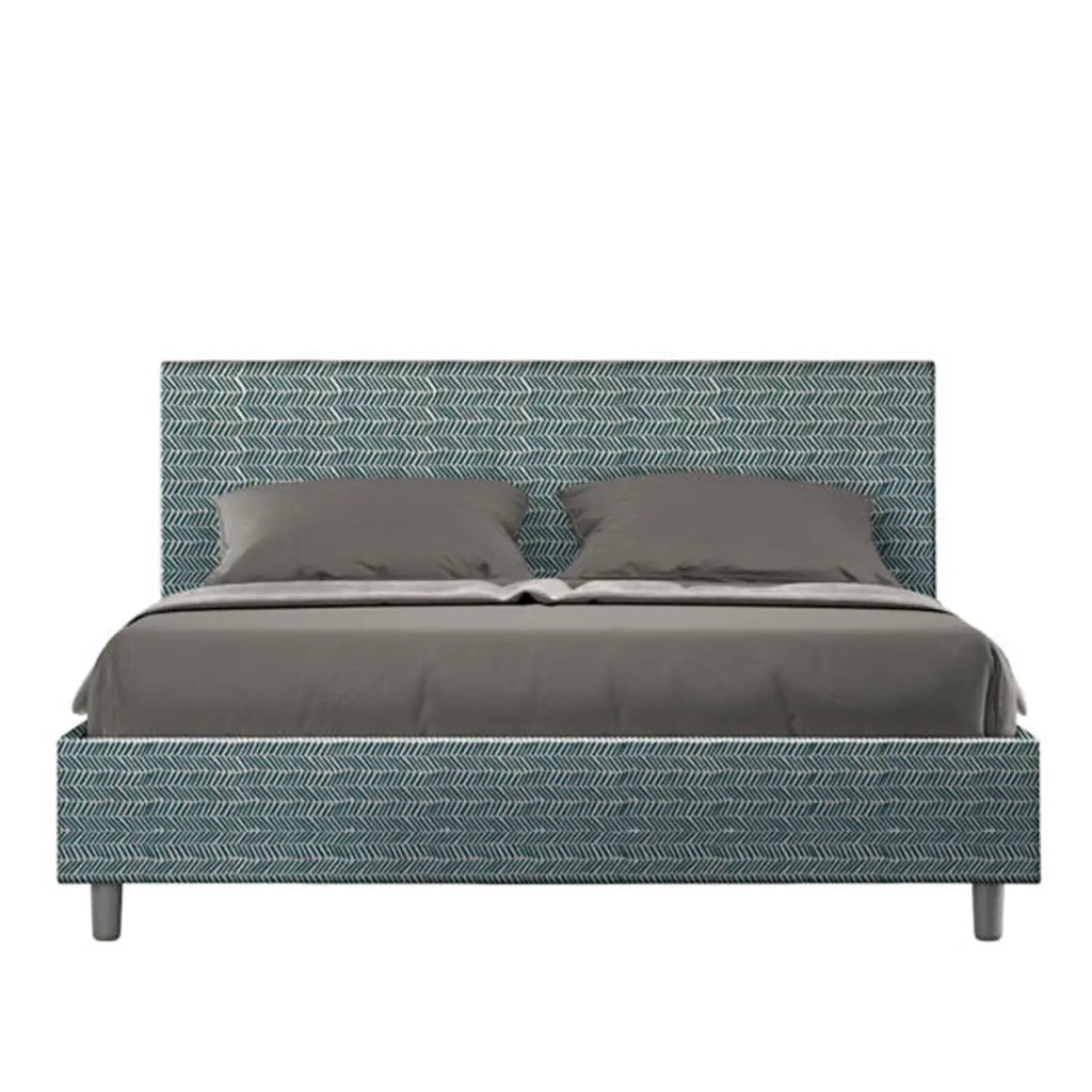 Letto matrimoniale con rete imbottito 160x210 tessuto Aragona 8 blu Adele