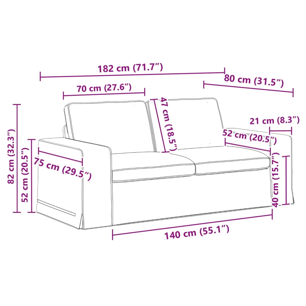 Set di divani 2 pcs Blu 182 x 80 x 82 cm Tessuto 3407550