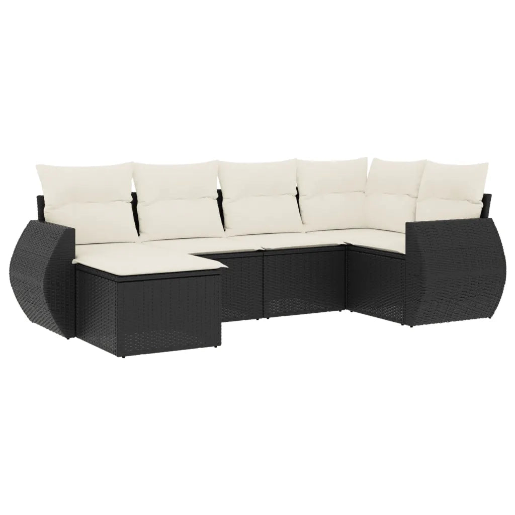 Set Divano da Giardino 6 pz con Cuscini Nero in Polyrattan 3253993