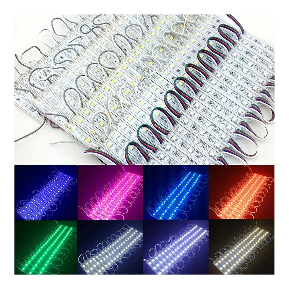 Trade Shop - Modulo Da 20 Pezzi A 3 Led Smd 5050 5630 Freddo Caldo Blu Rosso Verde Rgb Ip65 -