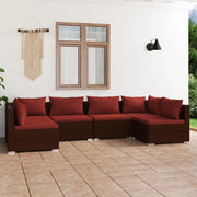 Set Divani da Giardino 6 pz con Cuscini in Polyrattan Marrone 3101875