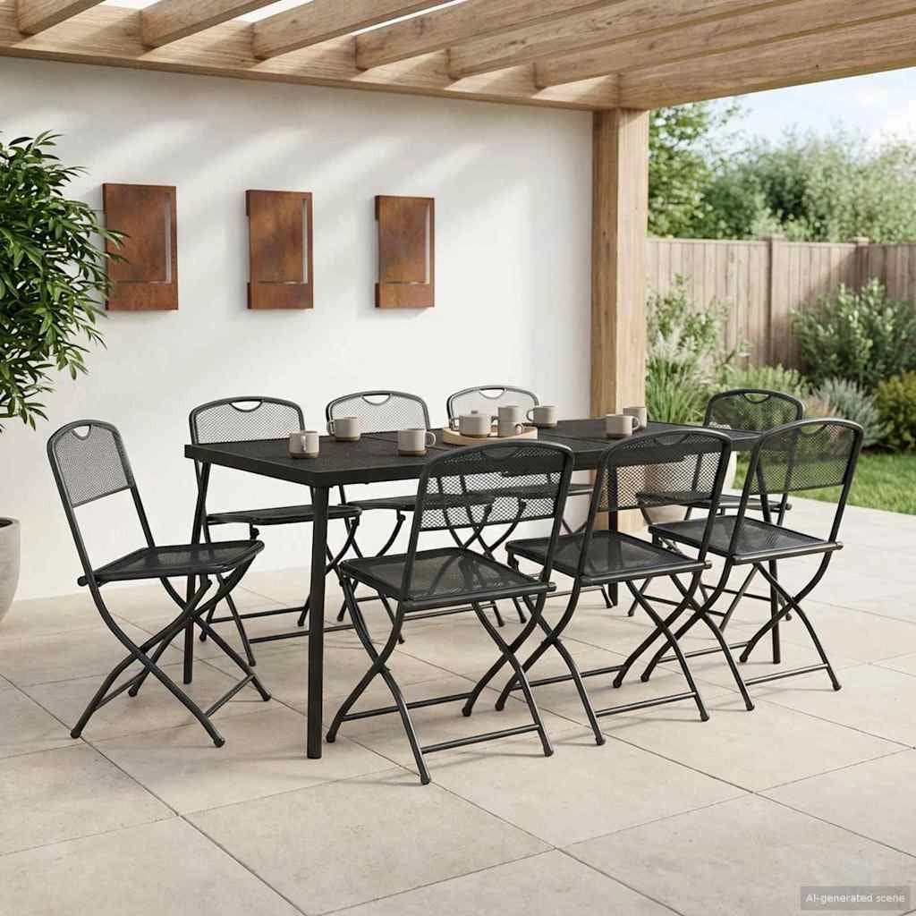 Set di Mobili da Esterno 7 pz Antracite Ferro e Acciaio 3422898