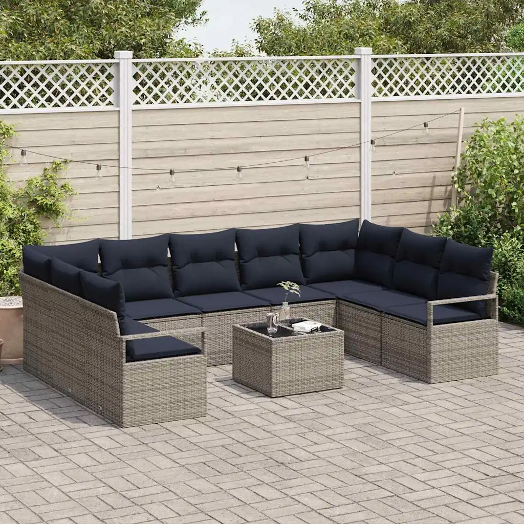 Set di divani con cuscino 10 pcs Grigio polyrattan 3346555