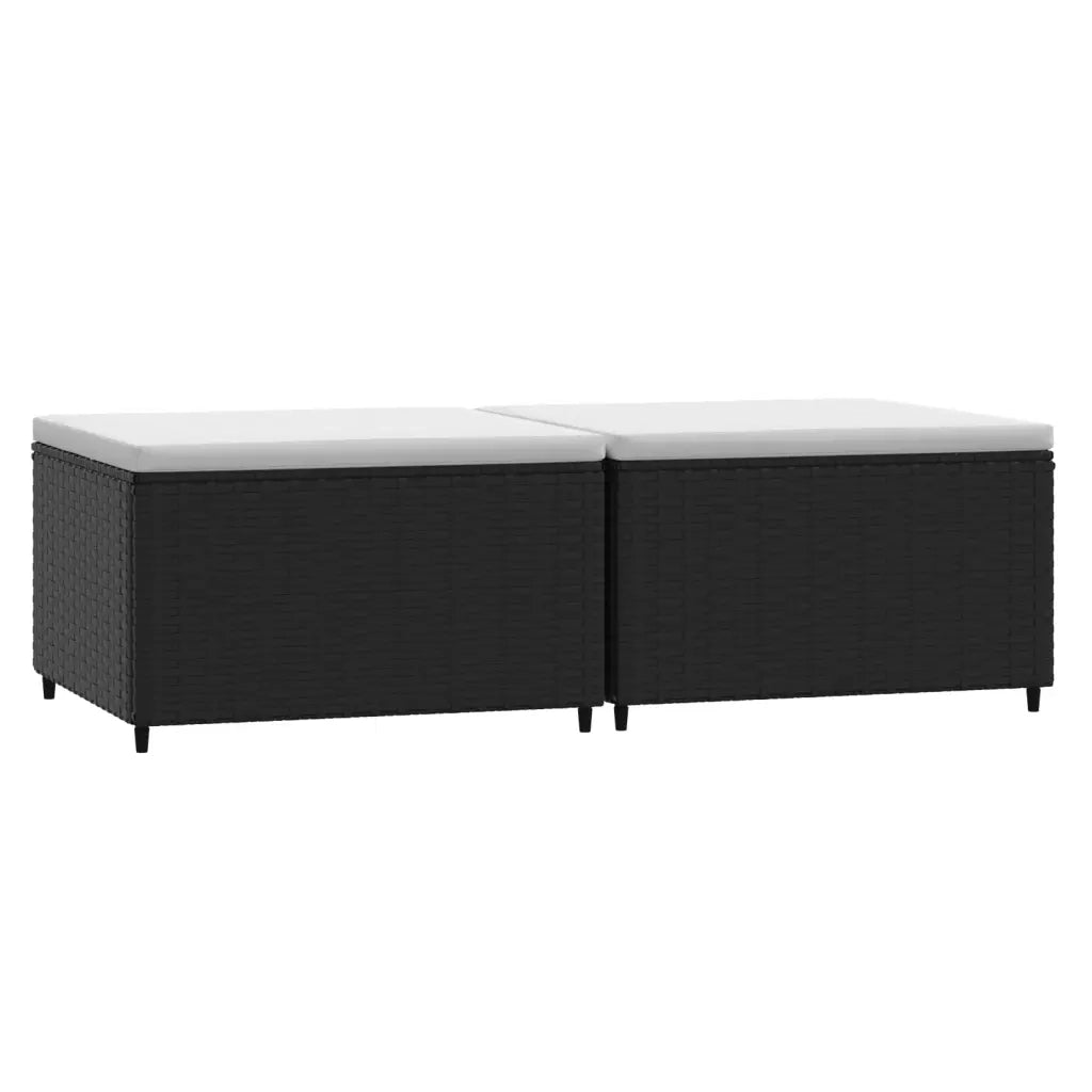 Poggiapiedi da Giardino con Cuscini in Polyrattan Nero 319741