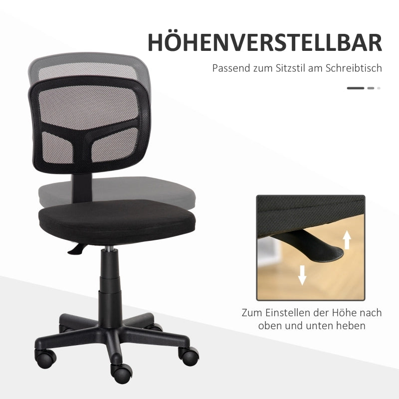 Sedia da ufficio ergonomica girevole senza braccioli - con altezza regolabile - nera