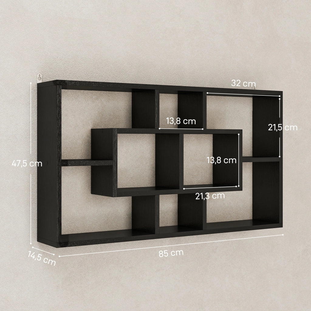 Libreria a Muro con 8 Cubi ¨C Xylo ¨C Nero 85x14,5x47,5 cm