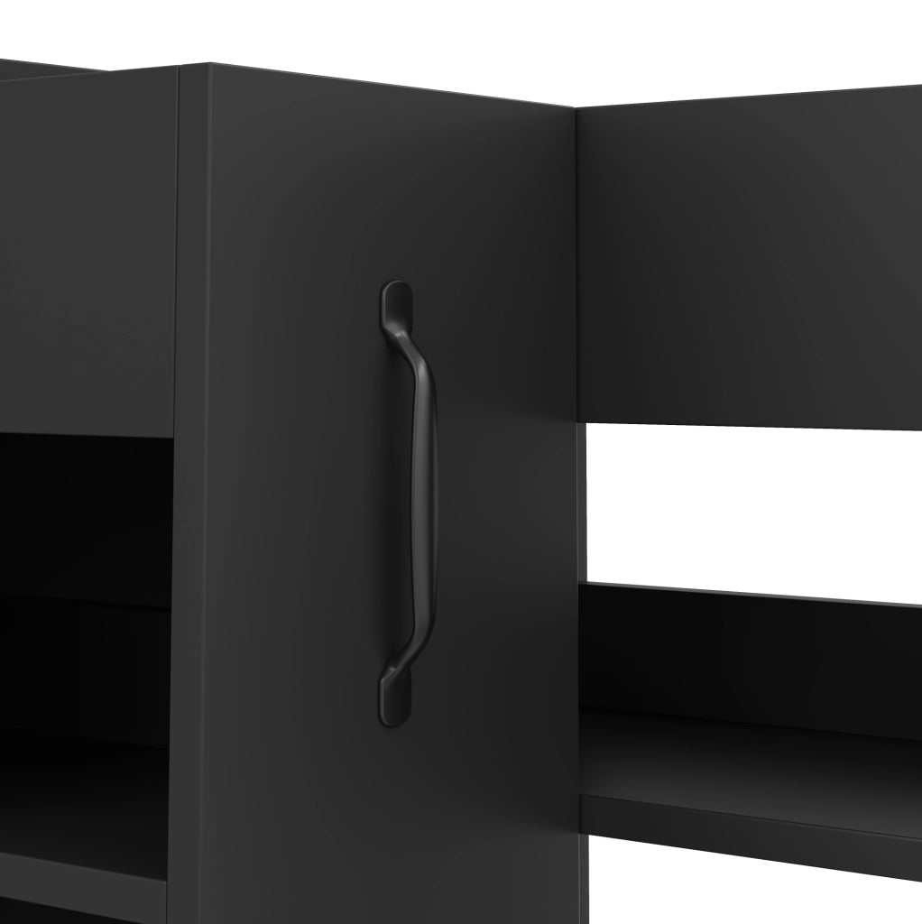 Libreria mobile con ruote; moduli reversibili; 52x50x75 cm; nero