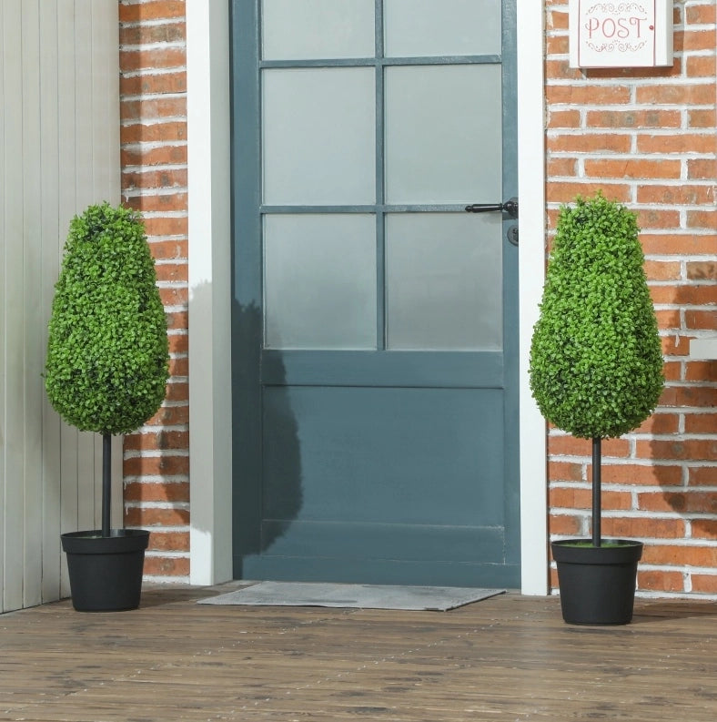 Set di 2 bossi artificiali in vaso 20x20x90 cm verdi resistenti ai raggi UV