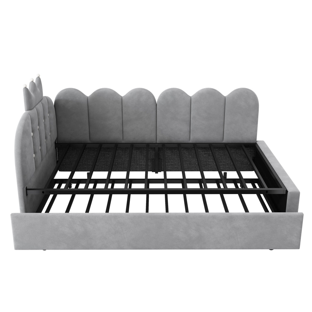 Letto singolo grigio 90x200 cm con letto estraibile