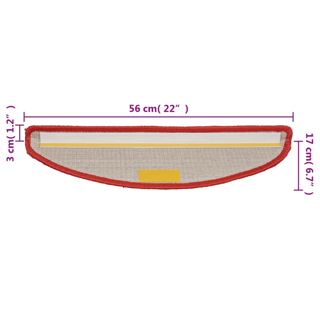 Tappetini per scale 10 pz 56x17x3 cm rossi semicircolari 149797