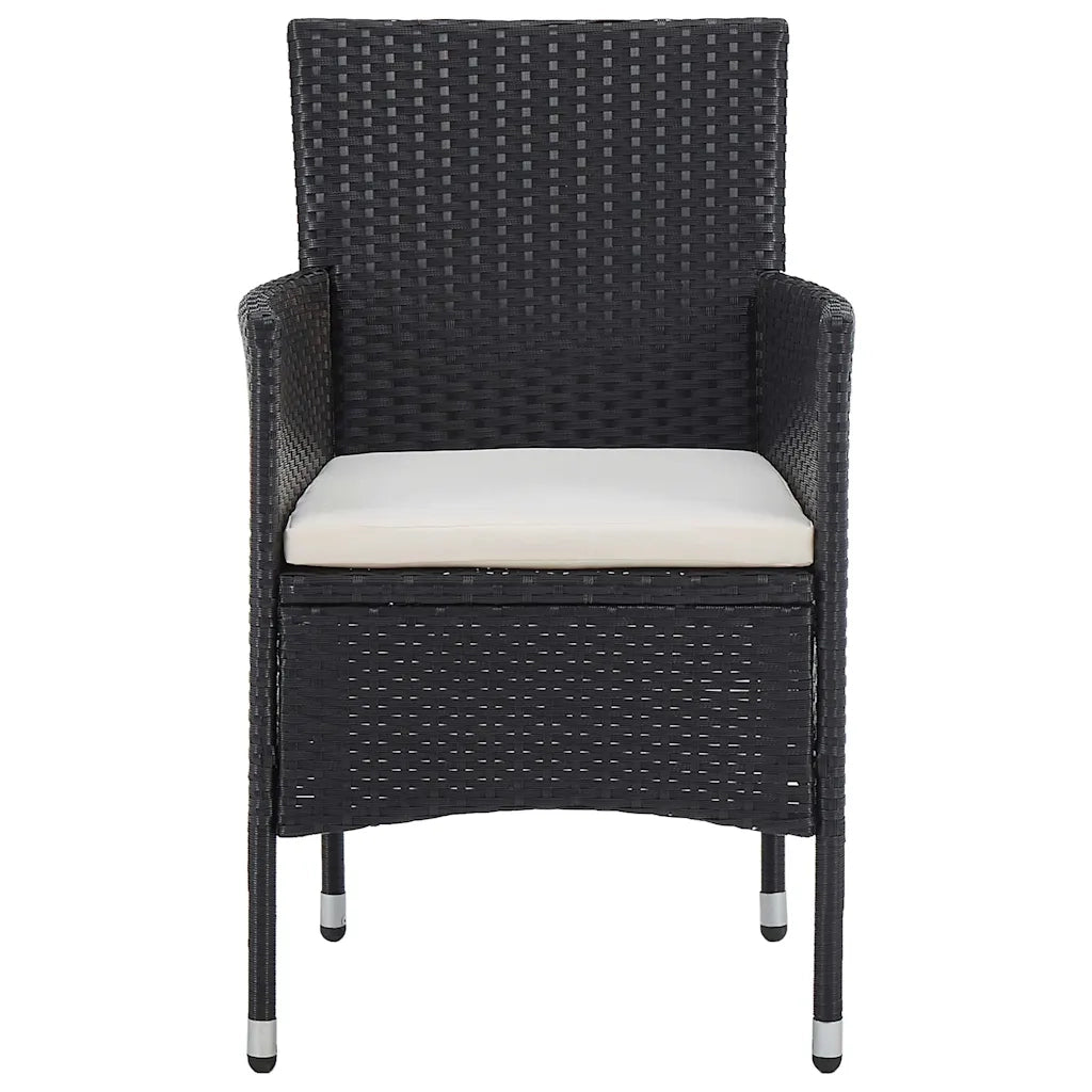 Set Mobili da Pranzo da Giardino 5 pz Nero Polyrattan e Acacia 3058322