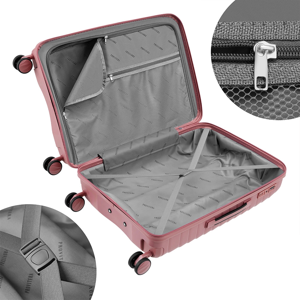 Set 4 Valigie Rigide Rosa in Polipropilene Resistente agli Urti Beauty Case