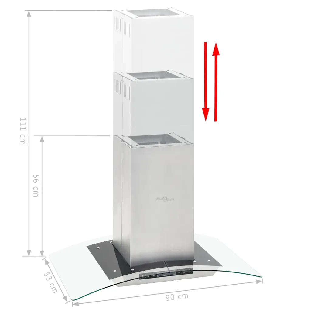 Cappa a Isola 90cm con Display LCD e Sensore Touch 756 m³/h LED