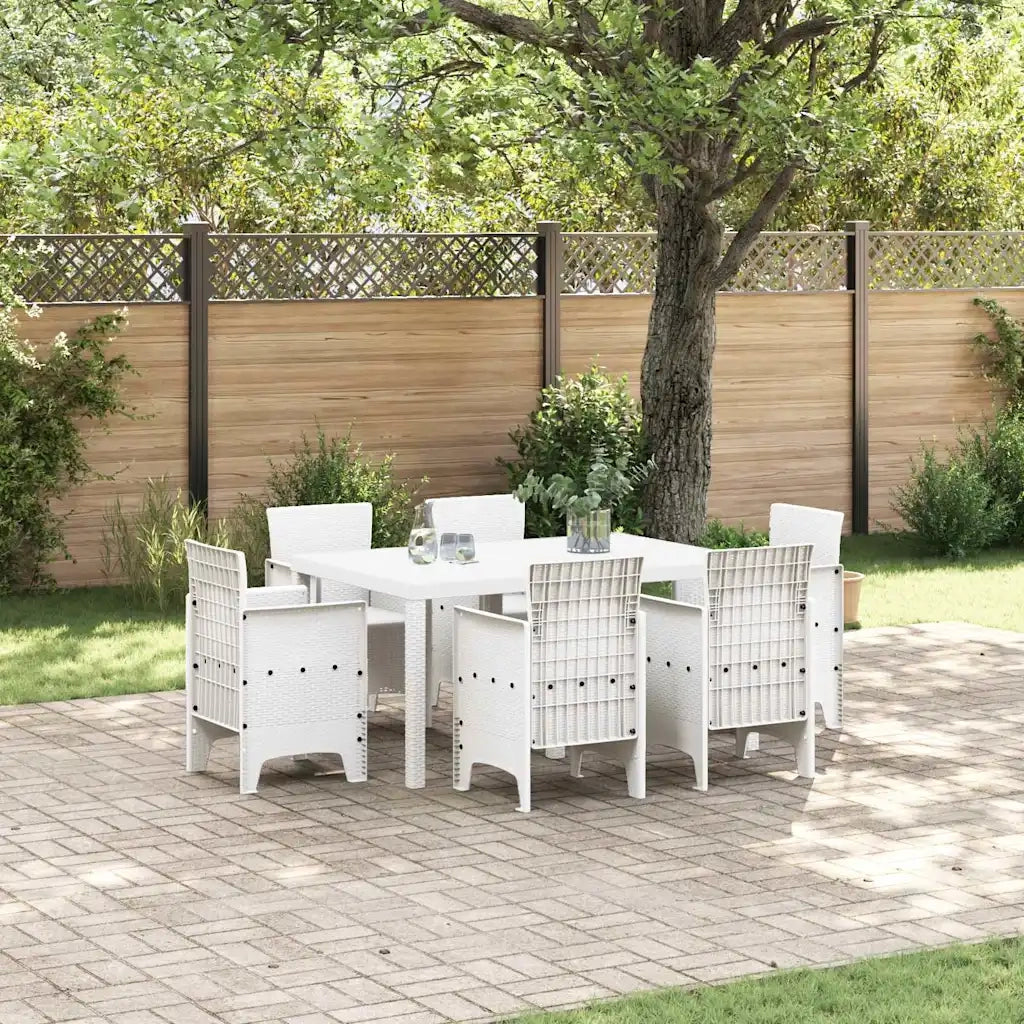 Set da Pranzo per Giardino 7 pcs Bianco Rattan Polt 3378562