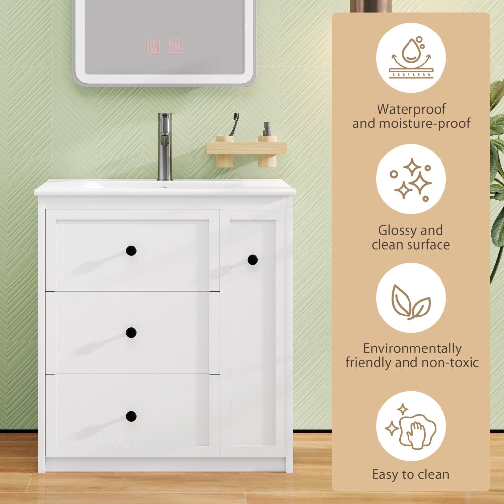Mobile Sottolavabo con Lavabo Integrato ¨C Minimal ¨C Bianco 76,2x46,2x82 cm