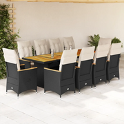 Set da Bistrò da Giardino 11 pz con Cuscini Nero in Polyrattan 3277268