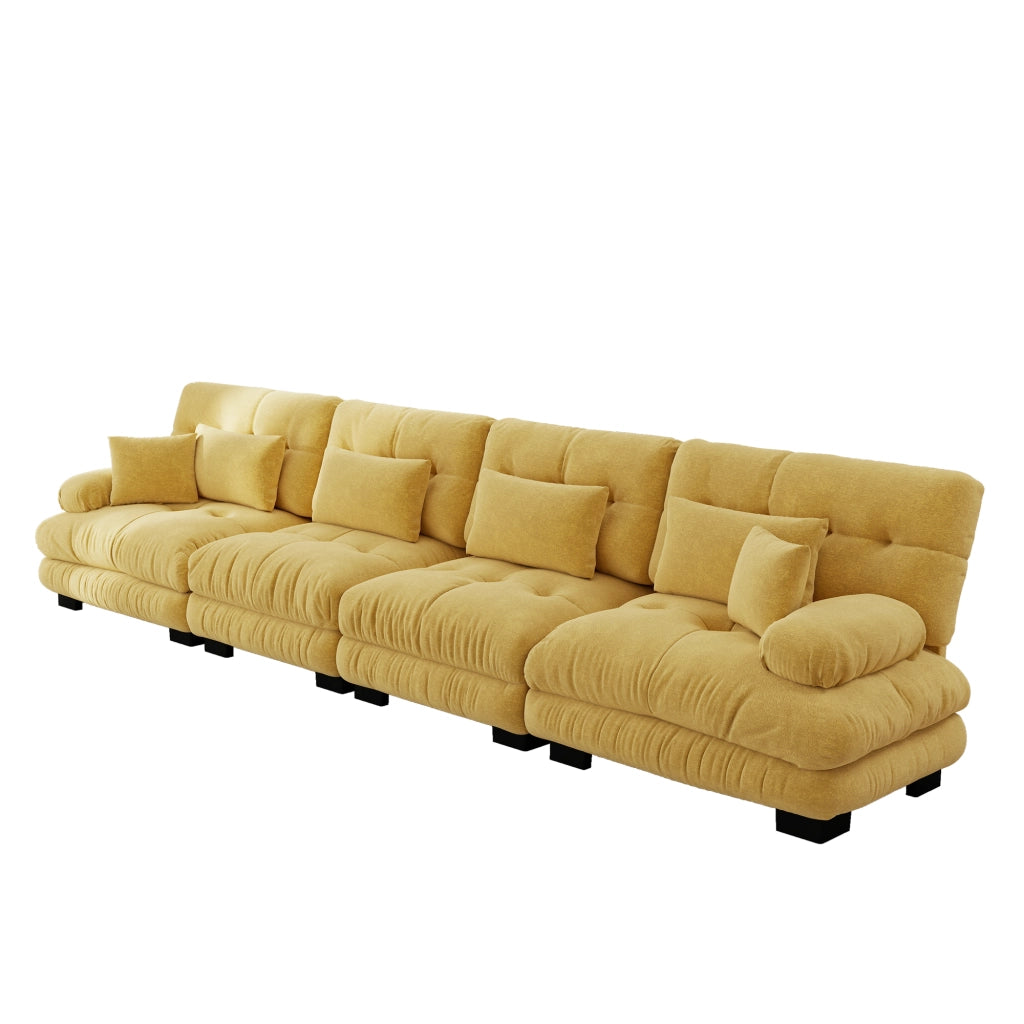 Divano Angolare Modulare 4 Posti con Chaise Longue ¨C Xylo ¨C Chenille Giallo