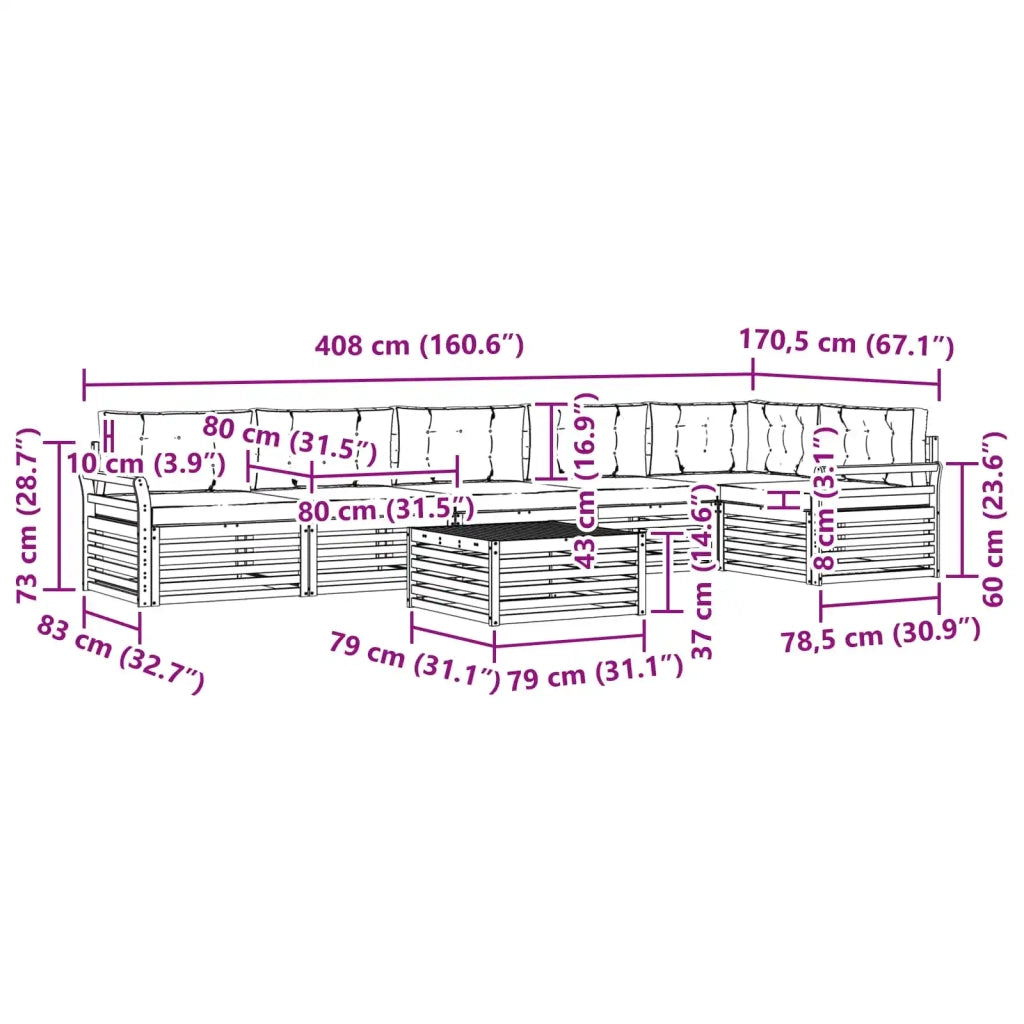 Set di divani da esterno 7 pz Bianco e Antracite Poliestere 3390607