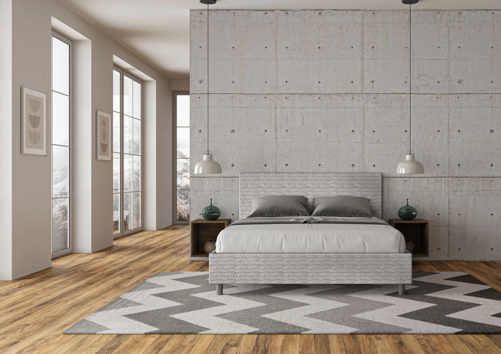 Letto Matrimoniale 160x190 cm con Rete e Contenitore Adele Aragona 1 Bianco