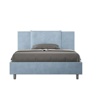 Letto Matrimoniale Large 180x200 cm con Rete e Contenitore Appia Azzurro
