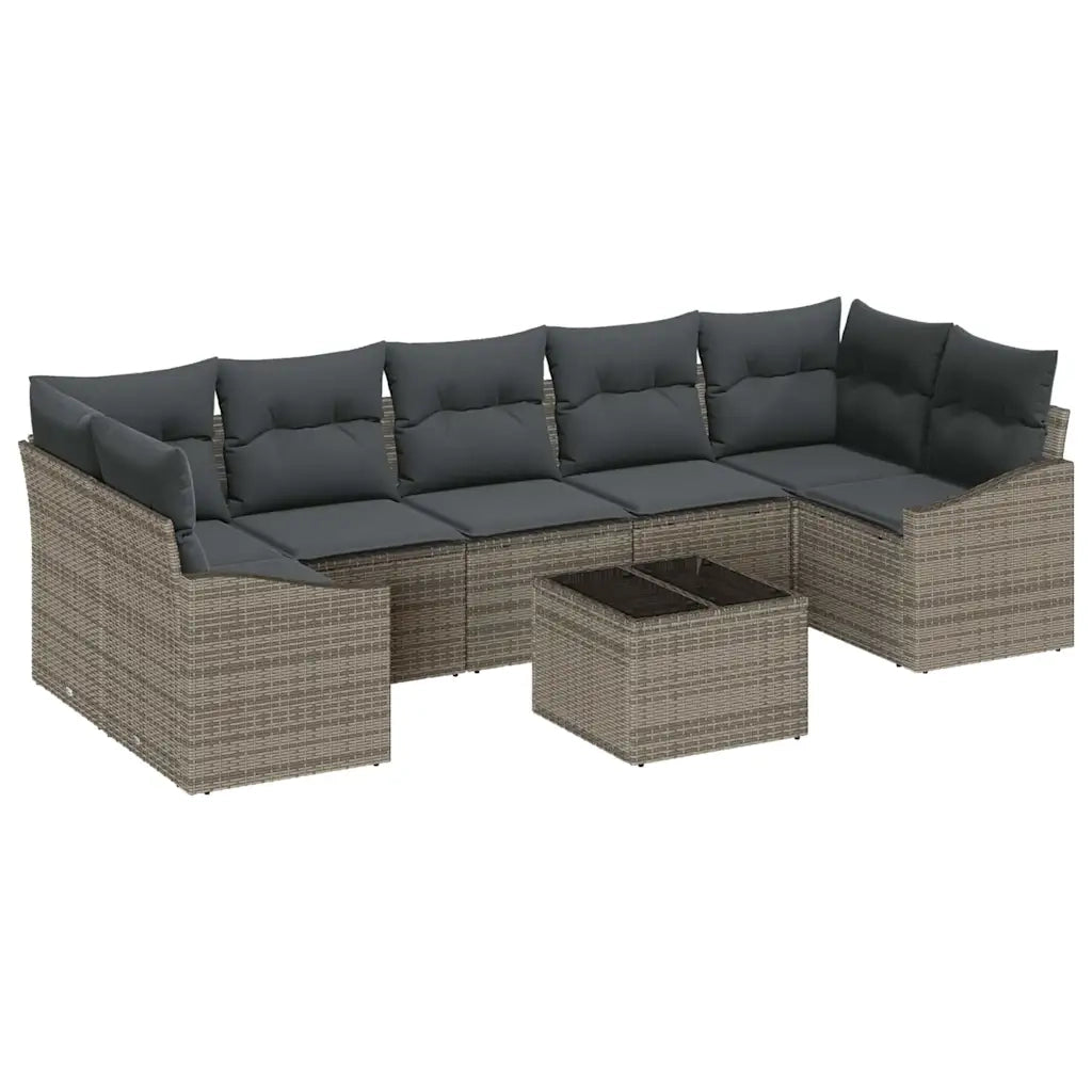 Set di divani con cuscino 8 pcs Grigio polyrattan 3355308