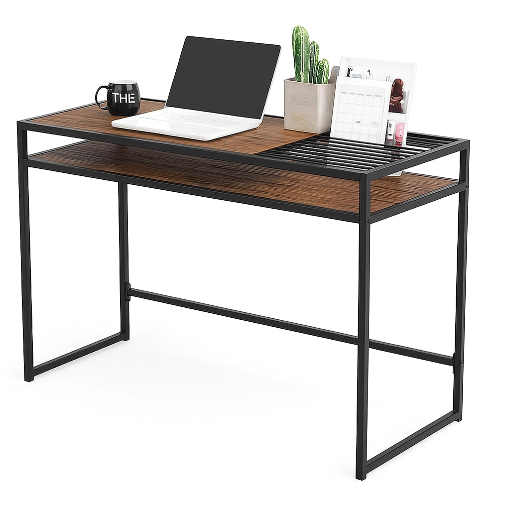 Scrivania Tavolo Consolle PC Legno e Metallo con Portadocumenti Casa Ufficio
