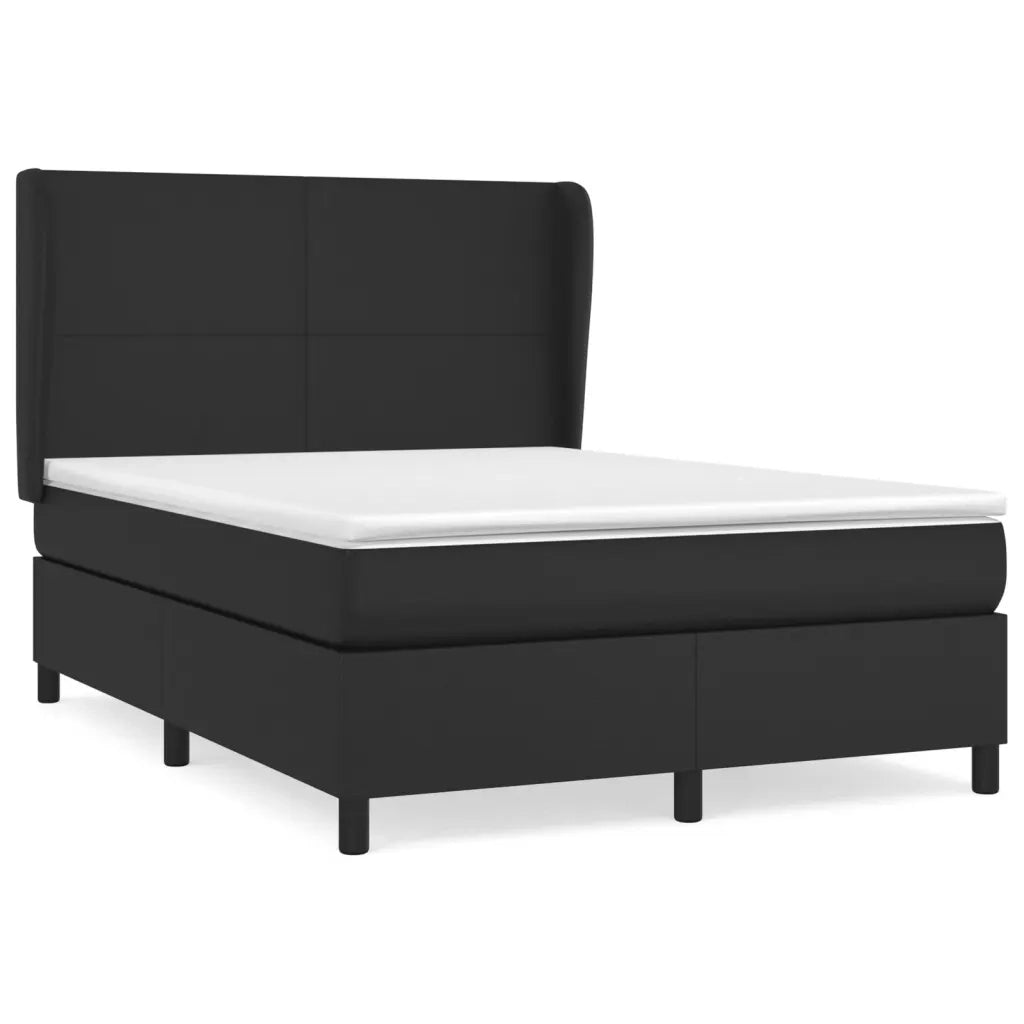Giroletto a Molle con Materasso Nero 140x200 cm in Similpelle