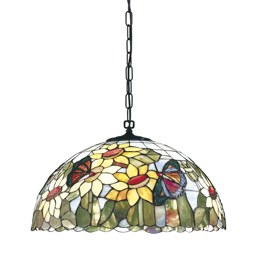 Sospensione Tiffany Vetro Multicolor Chiaro 1 Luce E27