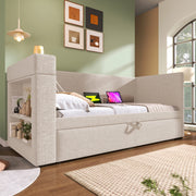 Letto singolo con letto estraibile beige 90x190 cm