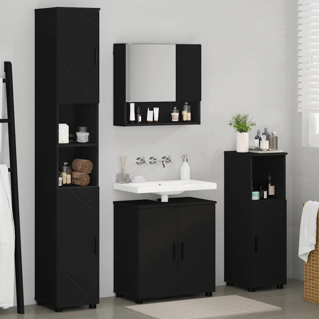 Set di mobili per il bagno Montaggio a parete 4 pcs Nero