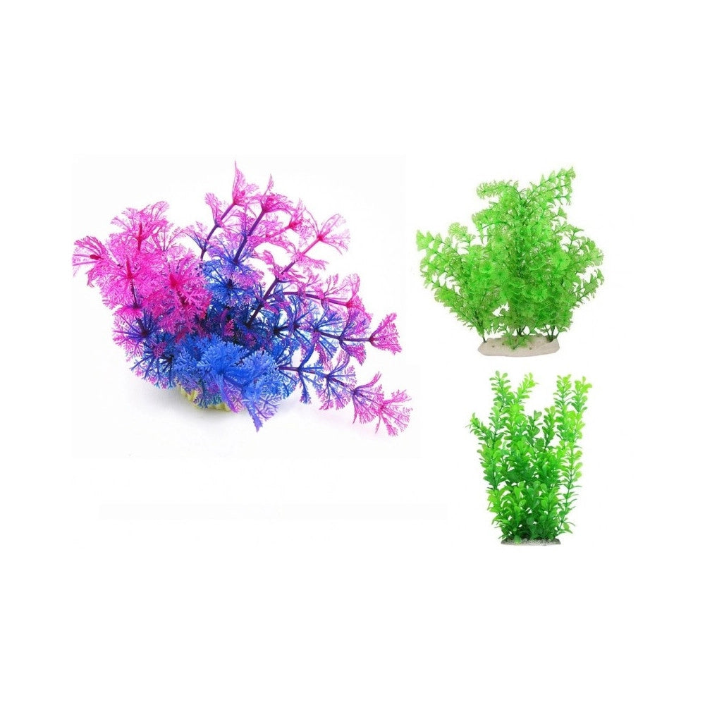 Trade Shop - Piante Colorati Alte 40 Cm Artificiali Ornamento Acquario Decorazioni Arredo -