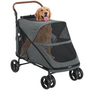 Carrello per Cani Pieghevole ¨C Minimal ¨C Grigio 360¡ã Ruote Rete Cuscino