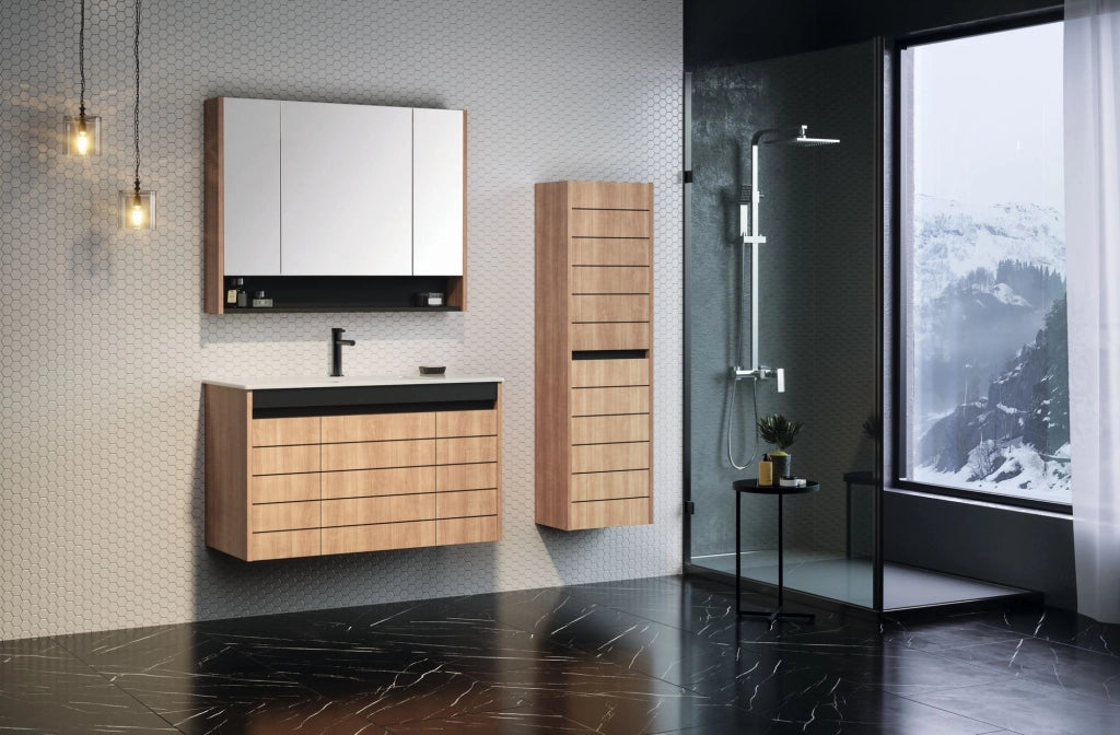 Mobile da bagno "Ricato 40" - 42 x 27 x 138 cm - Noce