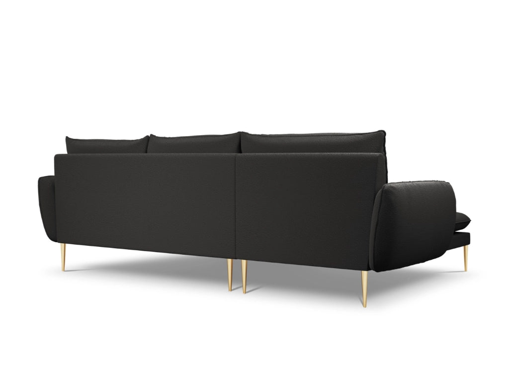 Cosmopolitan Design - Divano angolare sinistro "Vienna" 5 posti in bouclé nero 