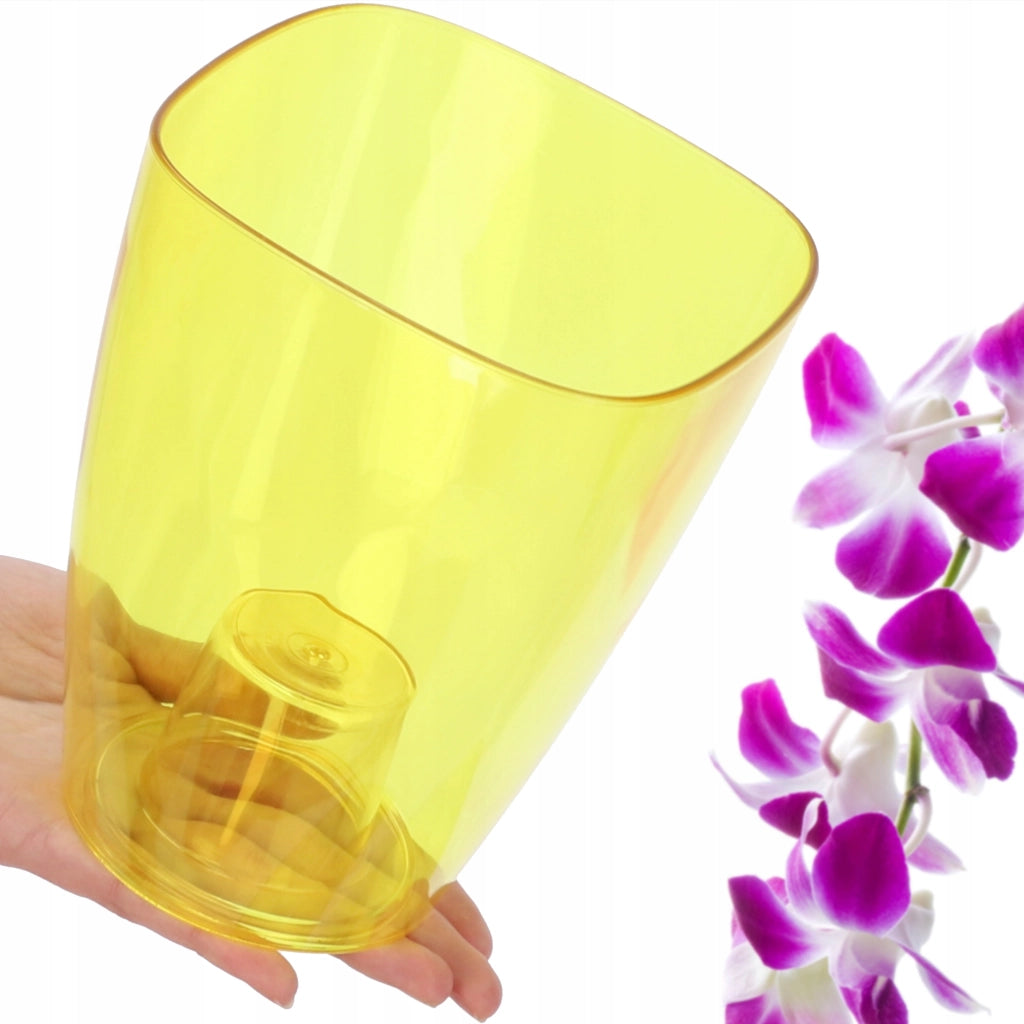 Vaso da fiori KADAX per orchidee, in plastica, giallo, tinta unita, 12 cm