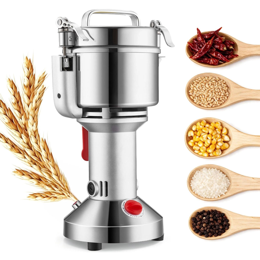 HC-750 Mulino Elettrico per Cereali e Spezie in Acciaio Inox Alta Velocità 2000 W 750 g Tipo Oscillante per Casa e Uso Commerciale