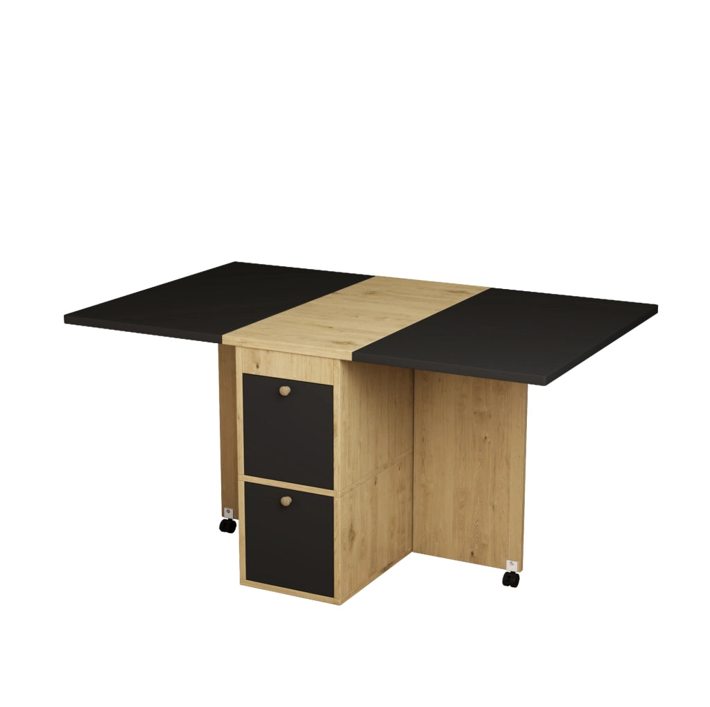 Set tavolo da pranzo pieghevole con 4 sedie; bianco e nero