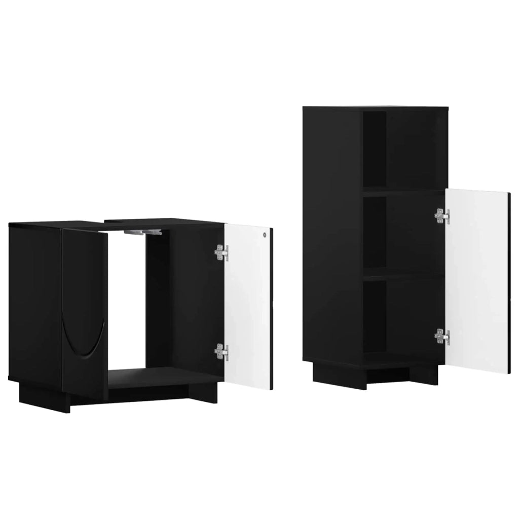 Set mobili da bagno 2 pz Nero Legno ingegnerizzato 3433065