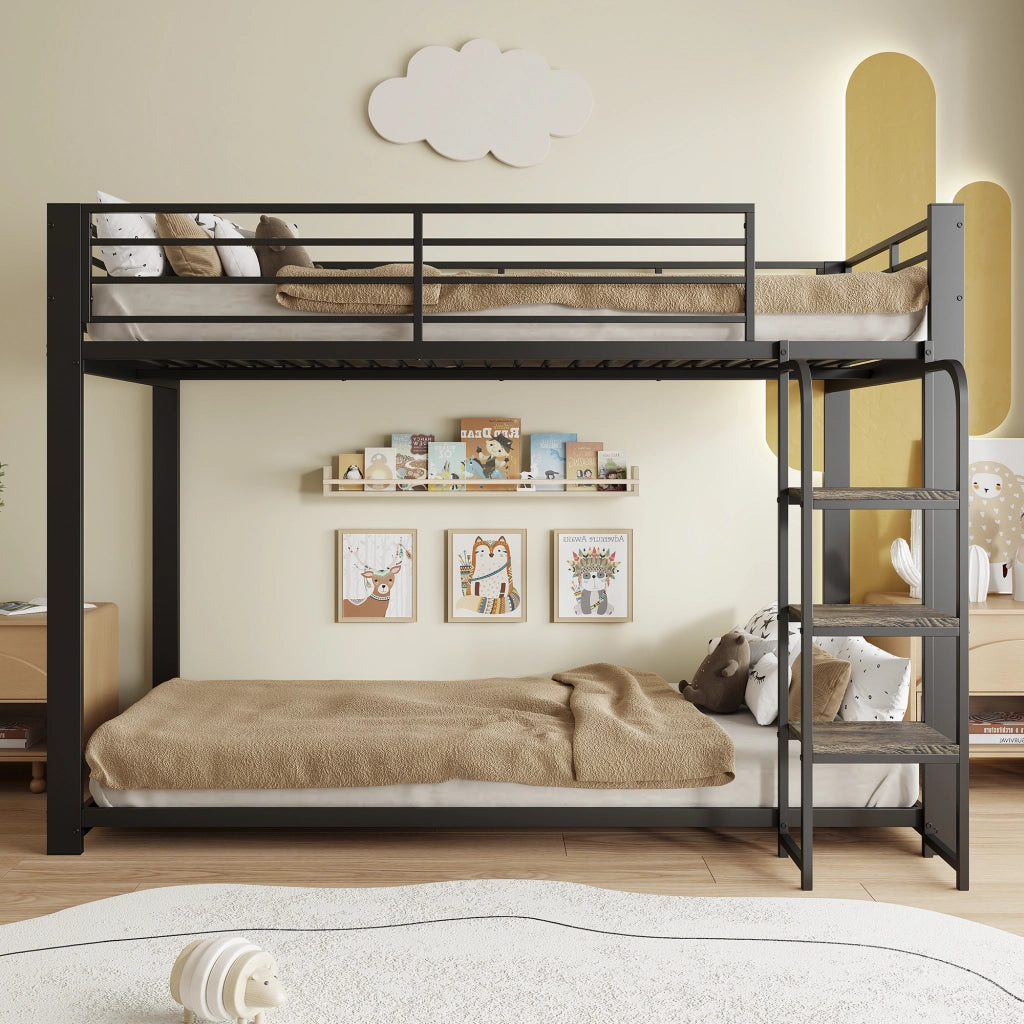 Letto a castello 90x200 cm in MDF e metallo nero