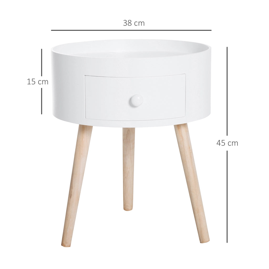 Tavolino con cassetto in legno bianco